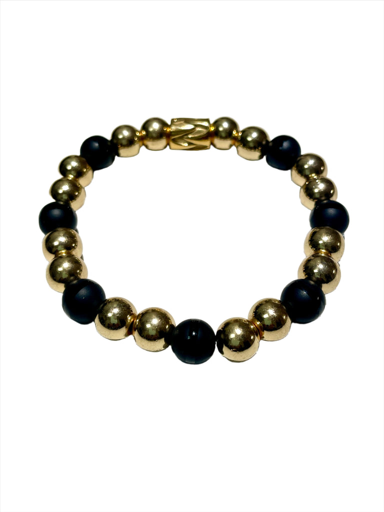 Black Onyx and Gold Hematite Bracelet